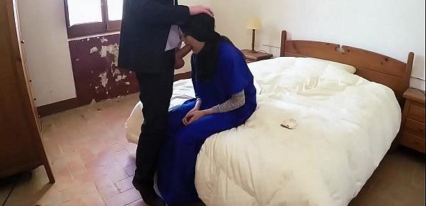  Shy Arab hotel guest became one day fucking girlfriend for big cock boss